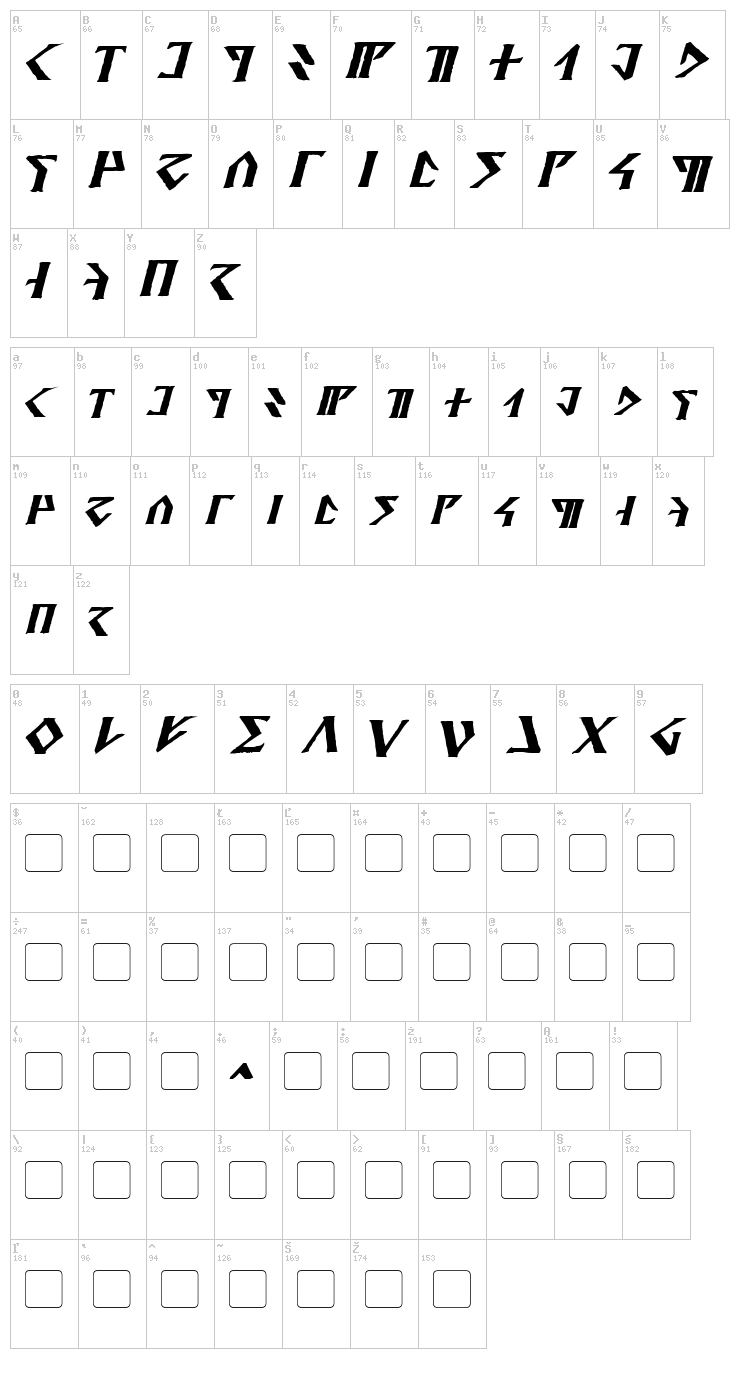 Davek font map